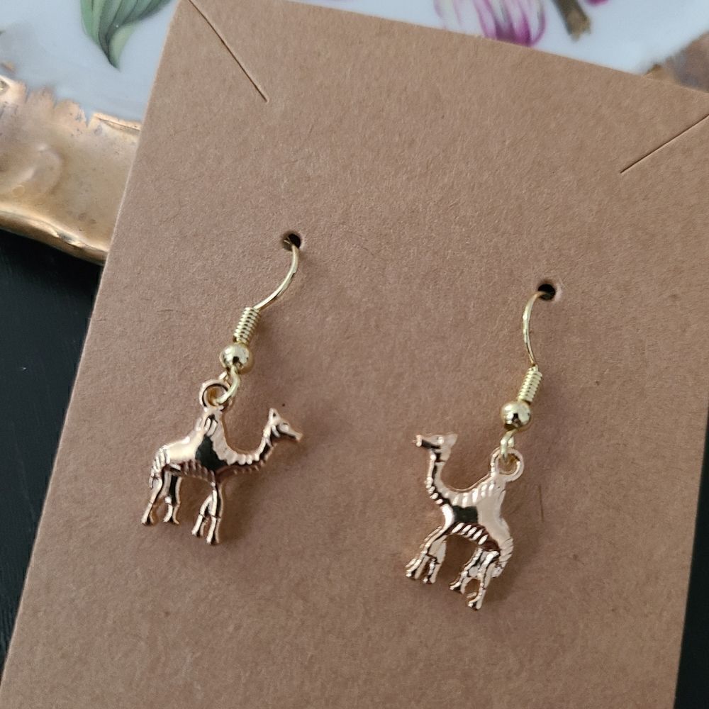 New Handcrafted 3D Camel Dangle Earrings on 14K Gold Plated Hooks